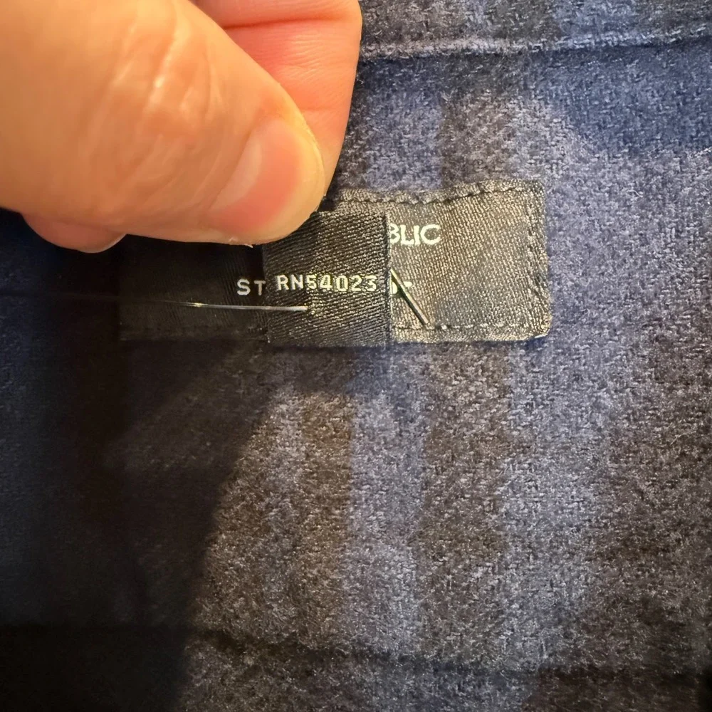 Banana Republic Heavyweight Flannel Shirt Mens Large Blue Black Standard Fit